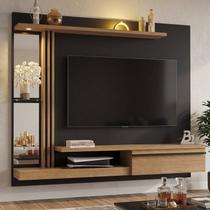 Painel para TV até 55 Polegadas com LED 160CMX136CM Prateleira de Vidro Denver Preto - Móveis Bechara Painel para TV até 55 Polegadas com LED 160CMX136CM Prateleira de Vidro Denver Preto - Móveis Bechara