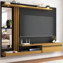 Painel para TV Até 55 Polegadas com Led Tulum 1 Porta Preto Fosco/Cinamomo - Panorama Móveis