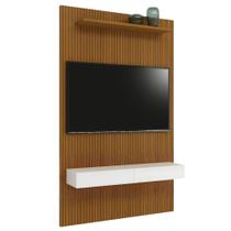 Painel Para Tv Até 55 Polegadas Ripado Impressão 3D Egeo Com Nicho 1,35m Cedro Off White EDN Painel Para Tv Até 55 Polegadas Ripado Impressão 3D Egeo Com Nicho 1,35m Cedro Off White EDN