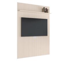 Painel Para Tv Até 55" Ripado Com Prateleira Off White