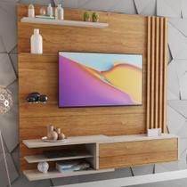 Painel para TV Até 60 Polegadas 1 Porta Basculante 4 Prateleiras Armani Mel/Off White