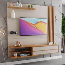 Painel para TV Até 60 Polegadas 1 Porta Basculante 4 Prateleiras Armani Off White/Mel Painel para TV Até 60 Polegadas 1 Porta Basculante 4 Prateleiras Armani Off White/Mel