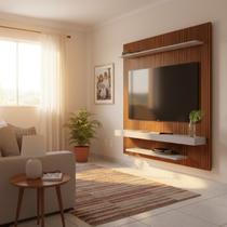 Painel para TV Até 60 Polegadas 2 Prateleiras Ripado Impressão Leme Móveis Bechara