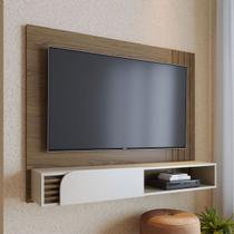 Painel para TV Até 60 Polegadas Boss 1 Porta Ripado Amêndoa/Off White Matte - Pnr Móveis