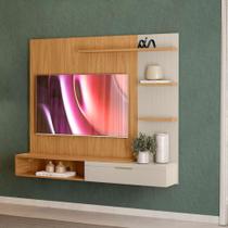 Painel Para Tv Até 60 Polegadas Com 3 Prateleiras Nature Off White Maub Shop Jm