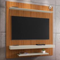 Painel para TV Até 60 Polegadas Leme 2 Prateleiras Ripado 3D Naturalle/Off White - Móveis Bechara