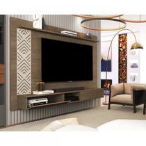 Painel para TV até 60 Polegadas MDF 170cmx123cm Prateleira Nicho 1 Porta Roma Marrom Castanho Wood/Off/Cast