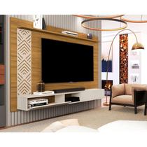 Painel para TV até 60 Polegadas MDF 170cmx123cm Prateleira Nicho 1 Porta Roma Marrom Nature/Off White