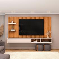 Painel para TV até 60 Polegadas MDF 179cmx108cm Frisado Decorativo com Nicho 1 Porta Deslizante Friz Marrom Freijó/Off White Painel para TV até 60 Polegadas MDF 179cmx108cm Frisado Decorativo com Nicho 1 Porta Deslizante Friz Marrom Freijó/Off White