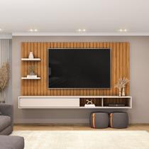 Painel para TV até 60 Polegadas MDF 179cmx108cm Frisado Decorativo com Nicho 1 Porta Deslizante Friz Marrom Freijó/Off White Painel para TV até 60 Polegadas MDF 179cmx108cm Frisado Decorativo com Nicho 1 Porta Deslizante Friz Marrom Freijó/Off White