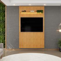 Painel para TV até 60 Polegadas Ripado com LED DJ Móveis Trento 143 Cedro