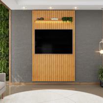 Painel para TV até 60 Polegadas Ripado com LED DJ Móveis Trento 143 Cedro Painel para TV até 60 Polegadas Ripado com LED DJ Móveis Trento 143 Cedro