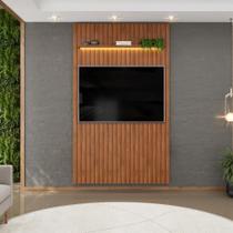 Painel para TV até 60 Polegadas Ripado com LED DJ Móveis Trento 143 Freijó Painel para TV até 60 Polegadas Ripado com LED DJ Móveis Trento 143 Freijó