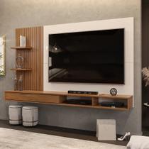 Painel Para TV até 60 Polegadas Ripado com Nichos Bento Freijó Off White DJ Móveis Painel Para TV até 60 Polegadas Ripado com Nichos Bento Freijó Off White DJ Móveis