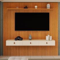 Painel para TV até 60 Polegadas Ripado MDF 250CMX229CM Royale Yescasa Naturale/Off White