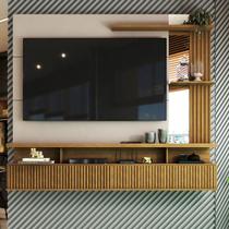 Painel para TV Até 60 Polegadas Sergipe 2 Portas com Espelho e Ripado Nature/Off White - Panorama Móveis