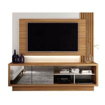 Painel para TV até 65 com 2 Portas e 3 Nichos com LED MDP Amêndoa Off White Tecnomobili