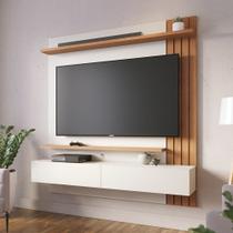 Painel para TV até 65 Polegadas 150cmx162cm Portas Basculantes 2 Prateleiras Juriti Branco Off White Matte/Freijó Painel para TV até 65 Polegadas 150cmx162cm Portas Basculantes 2 Prateleiras Juriti Branco Off White Matte/Freijó