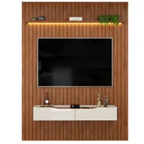 Painel Para Tv Até 65 Polegadas 1,83m Ripado Autêntico Com Led Montreal Com Nicho Efraín Painel Para Tv Até 65 Polegadas 1,83m Ripado Autêntico Com Led Montreal Com Nicho Efraín