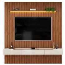 Painel Para TV Até 65 Polegadas 2,23m Ripado Autêntico Com Led Montreal Com Nicho Efraín Painel Para TV Até 65 Polegadas 2,23m Ripado Autêntico Com Led Montreal Com Nicho Efraín