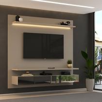 Painel para TV até 65 Polegadas com LED 180cmx165cm 2 Gavetas Espelhadas Bp Yescasa Bege Nude