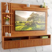 Painel para TV Até 65 Polegadas Dell 1 Porta 3 Prateleiras Ripado Mel - Viero Móveis Painel para TV Até 65 Polegadas Dell 1 Porta 3 Prateleiras Ripado Mel - Viero Móveis