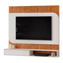 Painel Para TV Até 65 Polegadas Detalhe Frisado Com Nichos Catar Madeirado/Off White