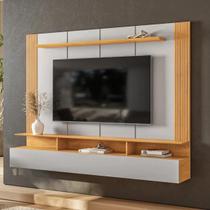 Painel Para TV Até 65 Polegadas DJ Soul Bali Cedro Suspenso Moderno Madeira Verniz Natural Sala