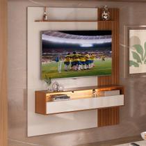 Painel para TV Até 65 Polegadas Matisse Frisado 1 Porta Basculante com Led Cinamomo/Off White Artely