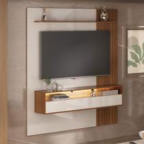 Painel para TV Até 65 Polegadas Matisse Frisado 1 Porta Basculante com Led Cinamomo/Off White Artely