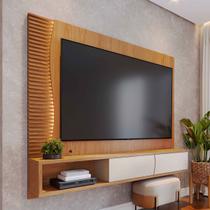 Painel para TV Até 65 Polegadas Mocha 2 Portas Ripado com Led Freijó/Off White Matte - Pnr Móveis Painel para TV Até 65 Polegadas Mocha 2 Portas Ripado com Led Freijó/Off White Matte - Pnr Móveis