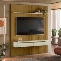 Painel para TV Até 65 Polegadas Nuke 2 Portas Cedro/Off White - Pnr Móveis Painel para TV Até 65 Polegadas Nuke 2 Portas Cedro/Off White - Pnr Móveis