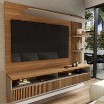 Painel para TV Até 65 Polegadas Ripado 2 Portas Amêndoa/Titânio- Panorama Móveis