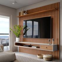 Painel para TV até 65 Polegadas Ripado com Prateleira Nicho e Gaveta Detroit Painel para TV até 65 Polegadas Ripado com Prateleira Nicho e Gaveta Detroit