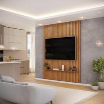 Painel para TV até 65 Polegadas Ripado DJ Móveis Trento 183 Freijó Off White Painel para TV até 65 Polegadas Ripado DJ Móveis Trento 183 Freijó Off White