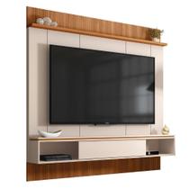 Painel Para TV Até 65 Polegadas Ripado Impressão 3D Com Nicho Viena Madeirado/Off White Caemmun