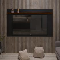 Painel para tv até 70 polegadas astúrias 180 cm com prateleira decorativa preto e cedro Painel para tv até 70 polegadas astúrias 180 cm com prateleira decorativa preto e cedro