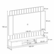 Painel para TV até 70 Polegadas com Led Illusion 2,20 Off Preto/Castanho - Montanaris Decor Painel para TV até 70 Polegadas com Led Illusion 2,20 Off Preto/Castanho - Montanaris Decor
