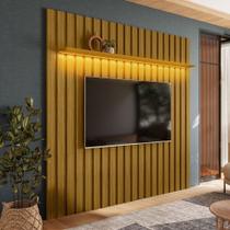 Painel para TV Até 70 Polegadas London 1 Prateleira com Led Cedro - Olivar Móveis Painel para TV Até 70 Polegadas London 1 Prateleira com Led Cedro - Olivar Móveis