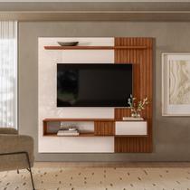 Painel para TV até 70 Polegadas Ripado com 1 Porta e Nicho Dj Móveis Cosmo 180 Off White Freijó Painel para TV até 70 Polegadas Ripado com 1 Porta e Nicho Dj Móveis Cosmo 180 Off White Freijó