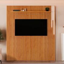 Painel para TV até 75 Polegadas 100% MDF 228cm X 217cm Ripado com Led com Prateleira Paris
