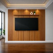 Painel para TV até 75 Polegadas 100% MDF 234cmx250cm Prateleira Apolo
