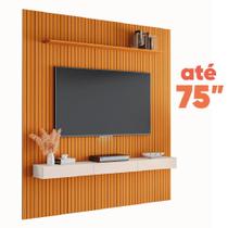 Painel para TV até 75 Polegadas 2,25x2,40m Ripado com Nicho Arbo Cedro/Off White EDN