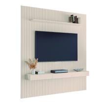 Painel Para TV Até 75 Polegadas 2,25x2,40m Ripado com Nicho Arbo Off White EDN