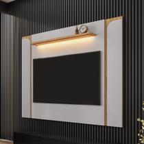 Painel para TV Até 75 Polegadas Clark 1 Prateleira com Led Off White/Cinamomo - Pnr Móveis