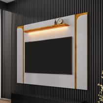 Painel para TV Até 75 Polegadas Clark 1 Prateleira com Led Off White/Naturalle - Pnr Móveis