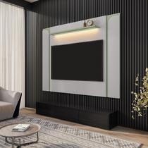 Painel para TV até 75 Polegadas com 180cmx136cm Led e Prateleira Maresias Bege Off-White/Pistache