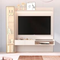 Painel para TV até 75 Polegadas com LED Vidro Reflecta e Cristaleira 100% MDF 219CMX223CM Vitoria Regia Yescasa Bege Painel para TV até 75 Polegadas com LED Vidro Reflecta e Cristaleira 100% MDF 219CMX223CM Vitoria Regia Yescasa Bege