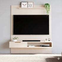 Painel para TV até 75 Polegadas com Nichos e Prateleira 100% MDF 219CMX187CM Plus Bege