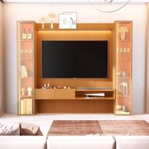 Painel para TV até 75 Polegadas LED com Vidro Reflecta 100% MDF 259cmx219cm Cristaleiras Portas Vitoria Regia Yescasa Marrom Nature